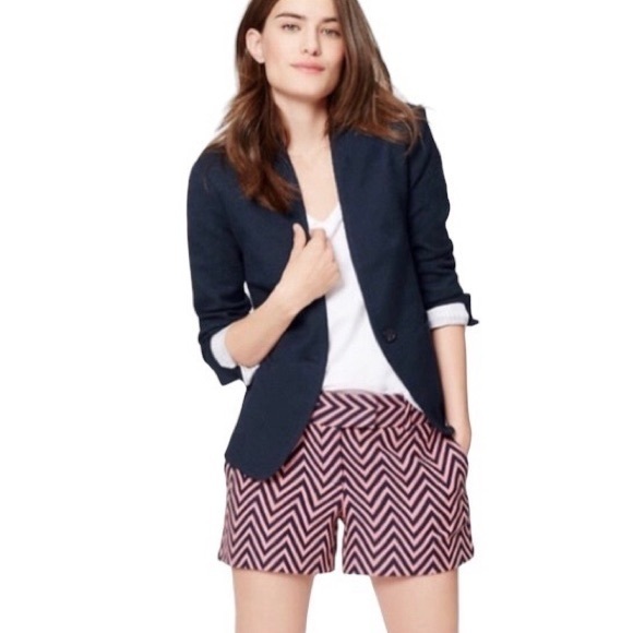 Ann Taylor LOFT Cotton Chevron Riviera Shorts in Pink/Navy - Picture 1 of 13
